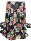 Navy Blue/Cherry Pink/Sage Green/Multi 100% Polyester Large Floral Print Chiffon - NY Designer - 60W