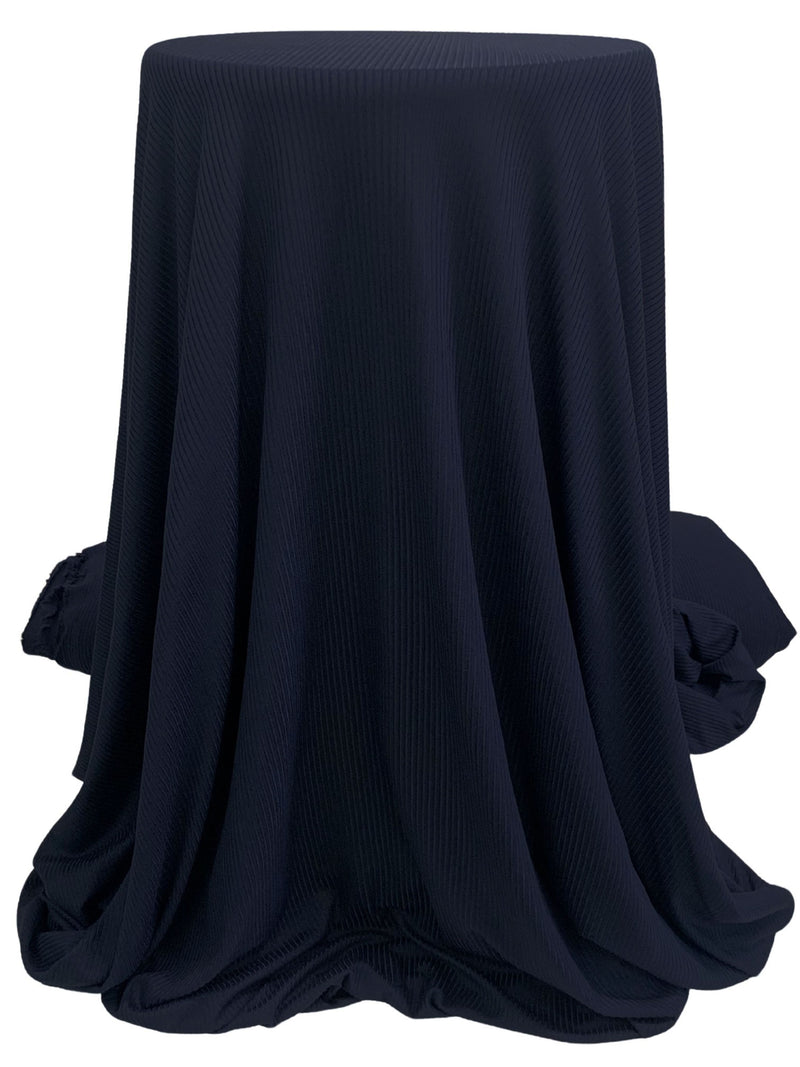 Navy Polyester/Lycra Brushed Rib Knit - NY Designer - 52W