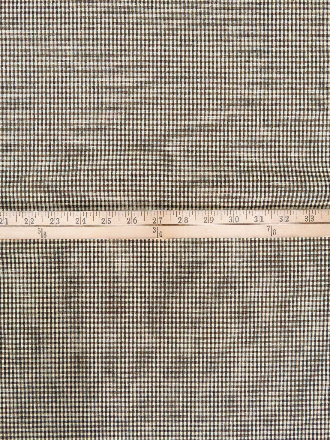 Light Brown/Forest Green/Off White 100% Cotton Yarn-Dyed Check Plaid Shirting - Imported From Japan - 44W