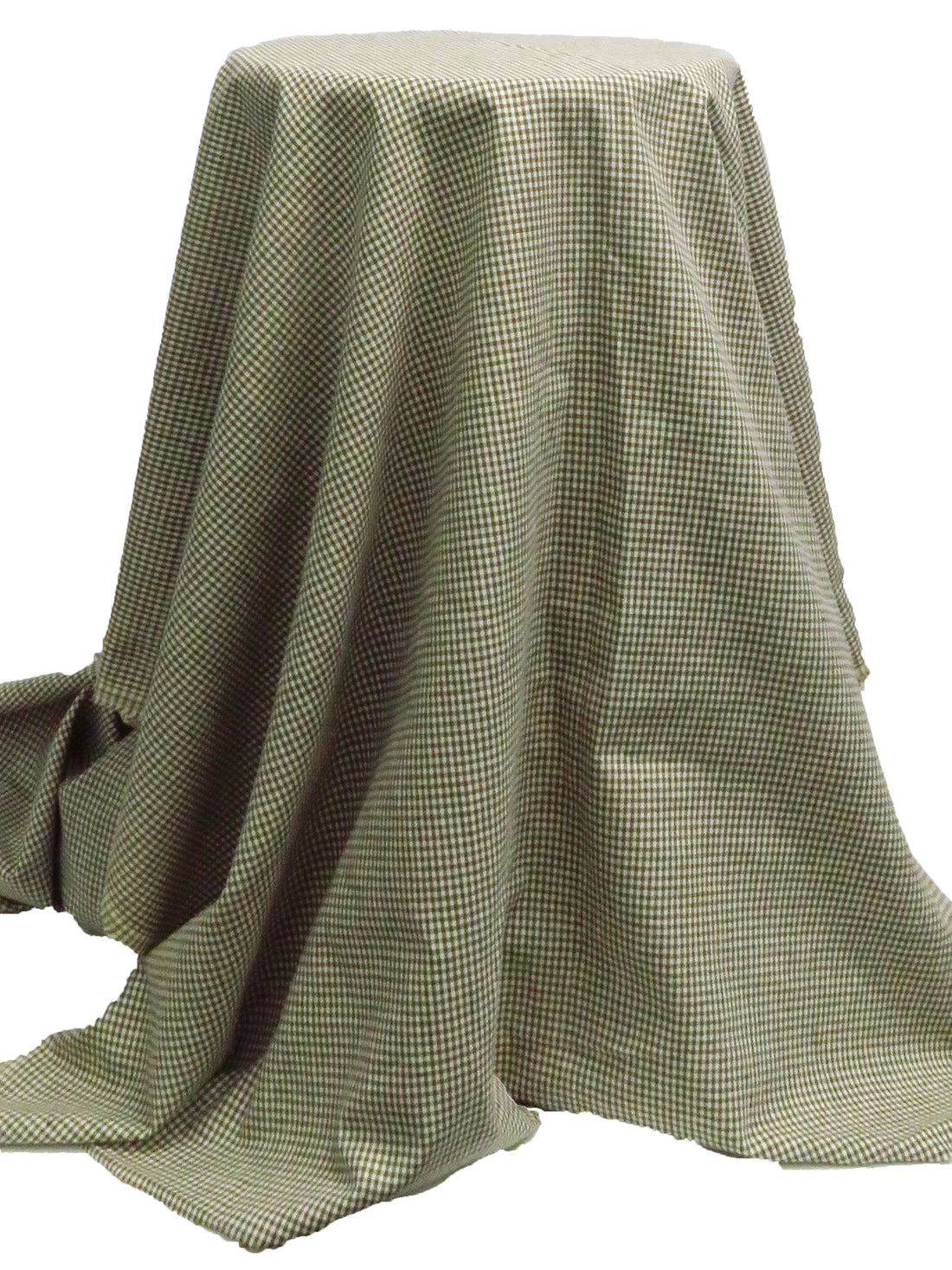 Light Brown/Forest Green/Off White 100% Cotton Yarn-Dyed Check Plaid Shirting - Imported From Japan - 44W