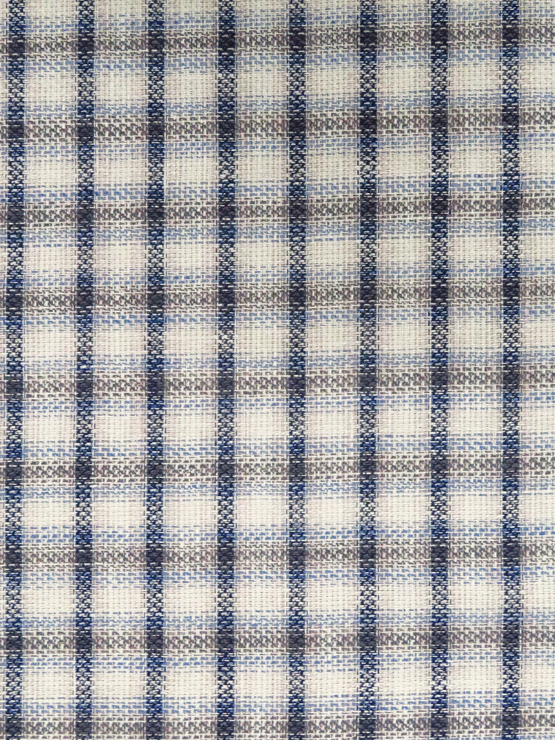 Light Blue/Off White/Dark Lavender Cotton/Linen Plaid Weave Gauze-Like Shirting - Imported From Japan - 43W