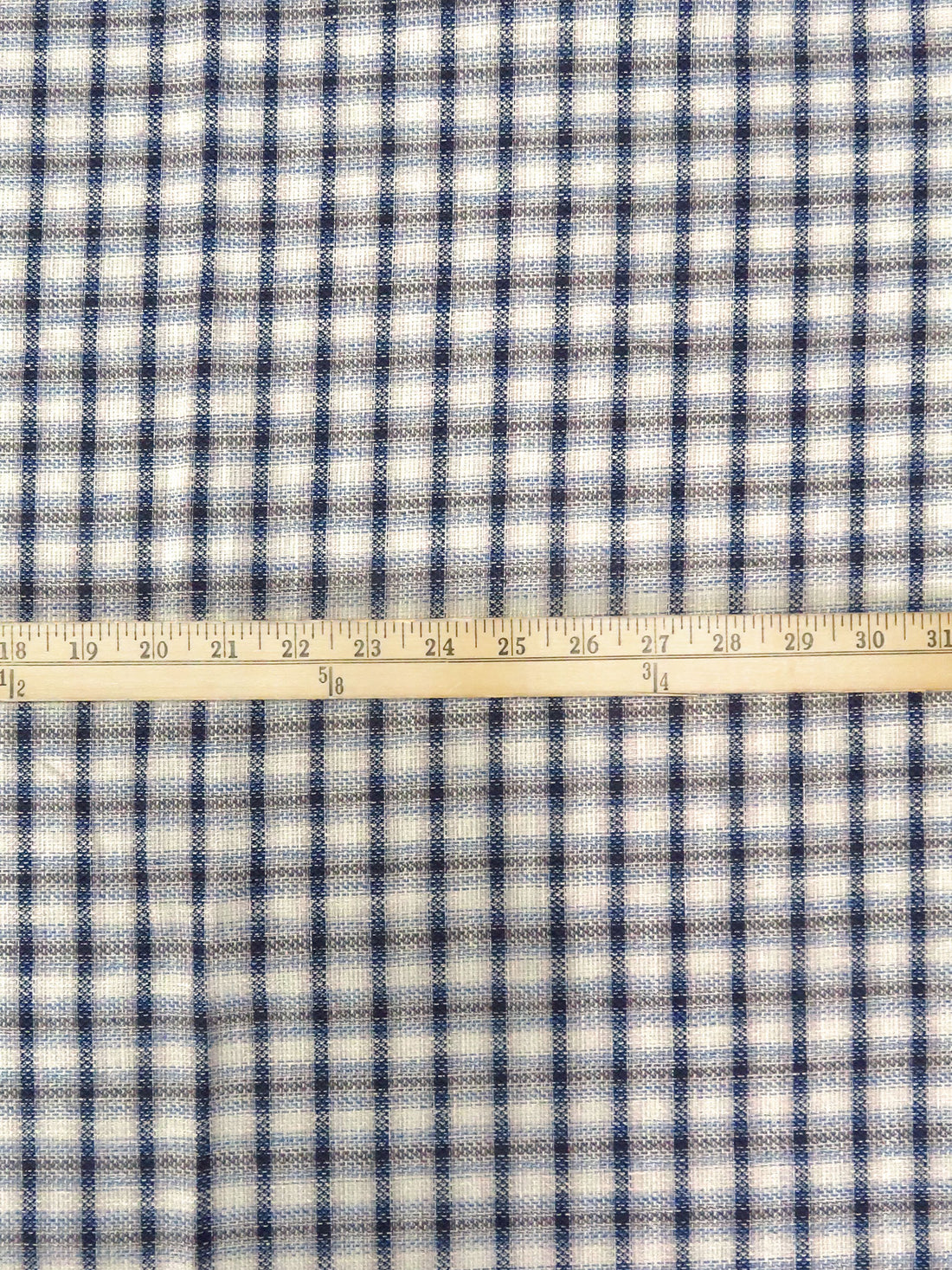 Light Blue/Off White/Dark Lavender Cotton/Linen Plaid Weave Gauze-Like Shirting - Imported From Japan - 43W