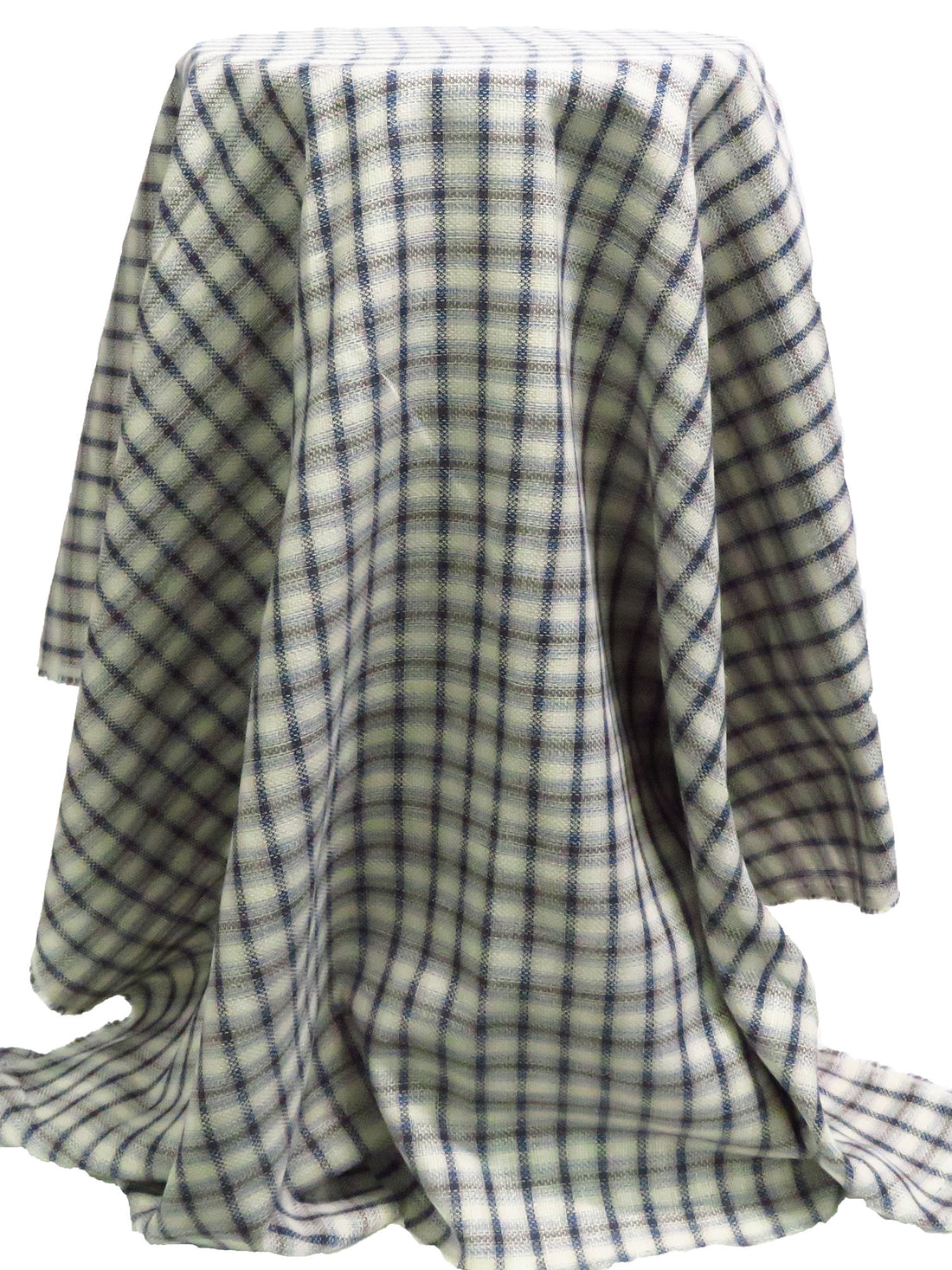 Light Blue/Off White/Dark Lavender Cotton/Linen Plaid Weave Gauze-Like Shirting - Imported From Japan - 43W