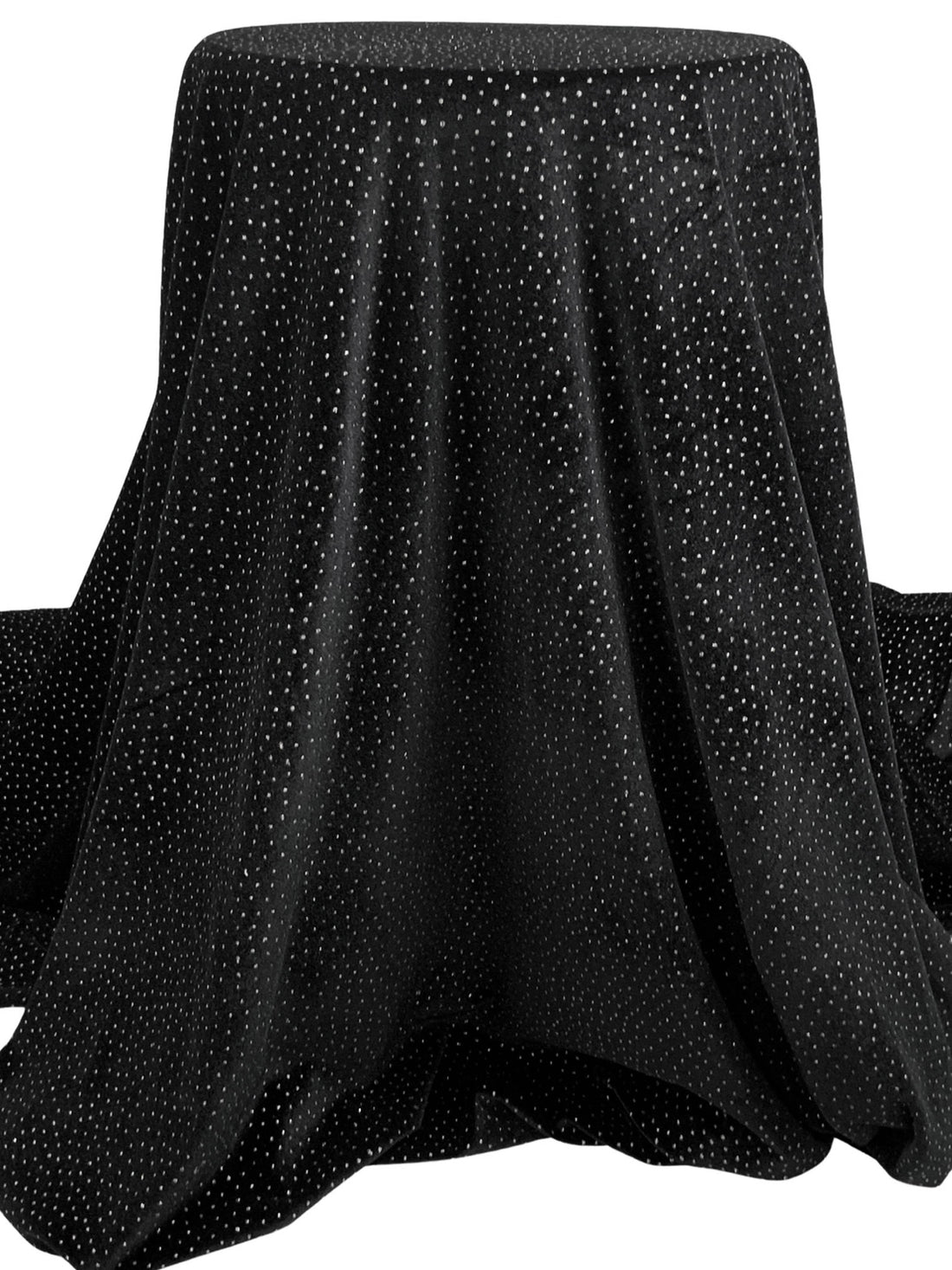 Black/Silver Polyester/Lycra Glitter Dot Stretch Velvet Knit 60W