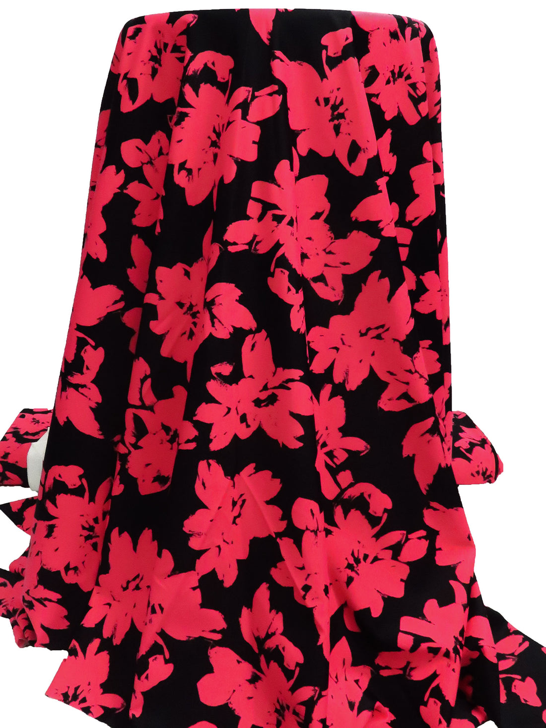 Black/Desire Red Nylon/Lycra Floral Silhouette Print Swim/Activewear Knit 59W