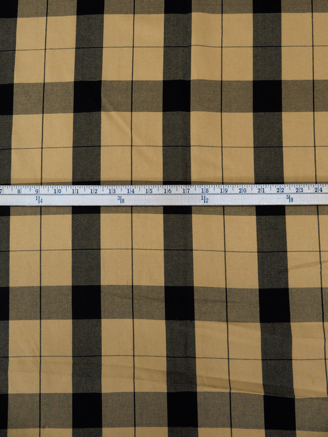 Camel/Black 100% Cotton Plaid Weave Twill Suiting - NY Designer - 56W