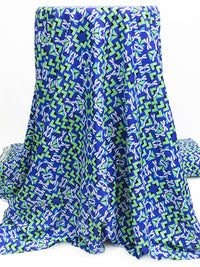 Cobalt/Tree Frog Green/Baby Blue/Multi Nylon/Lycra Geometric Dragonfly Print Swimwear/Activewear Knit 56W