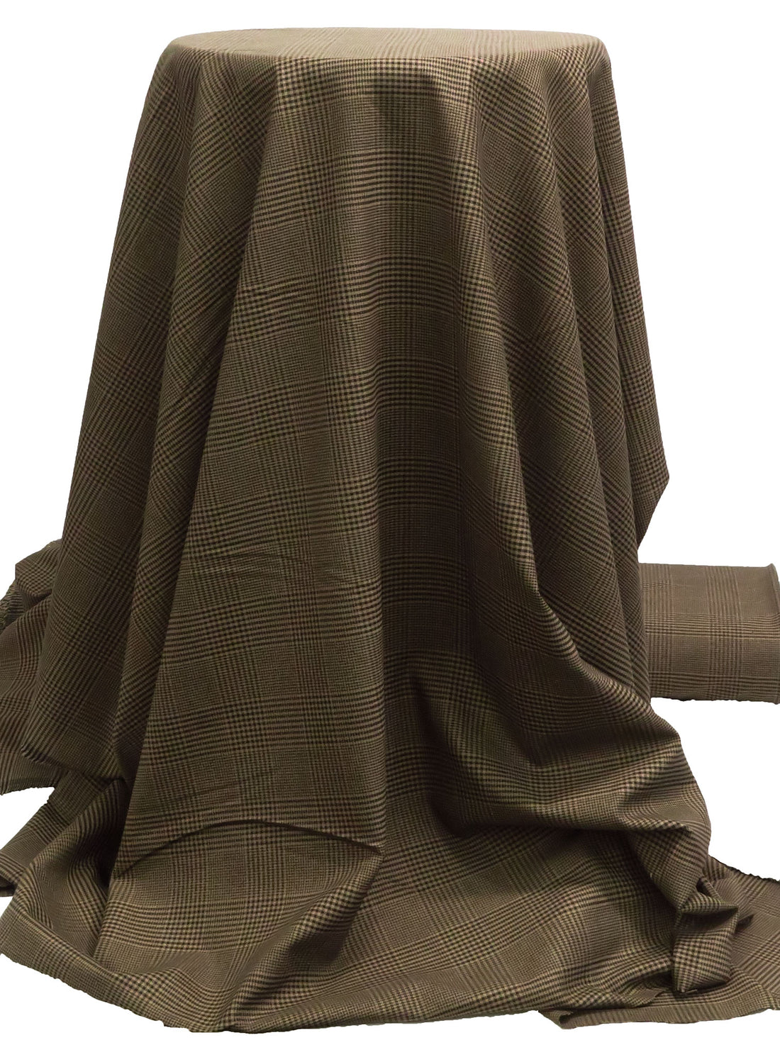 Chocolate Brown/Black Polyester/Rayon Glen Plaid Suiting 56W