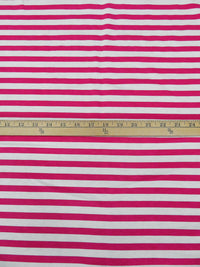 Cerise Pink/White 100% Cotton Horizontal Stripe Print Jersey Knit 56W