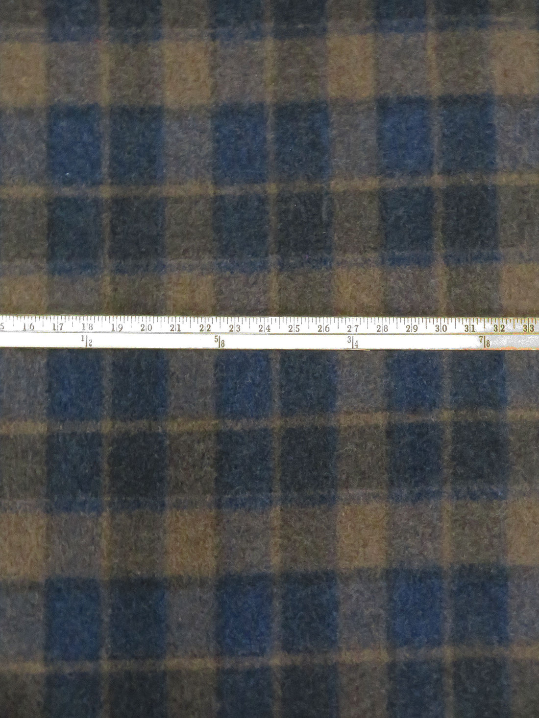 Brown/Blue 100% Wool Plaid Felted Coating - NY Designer -  58W