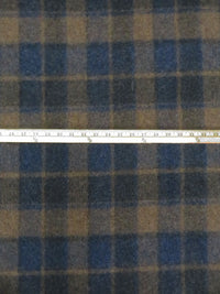 Brown/Blue 100% Wool Plaid Felted Coating - NY Designer -  58W