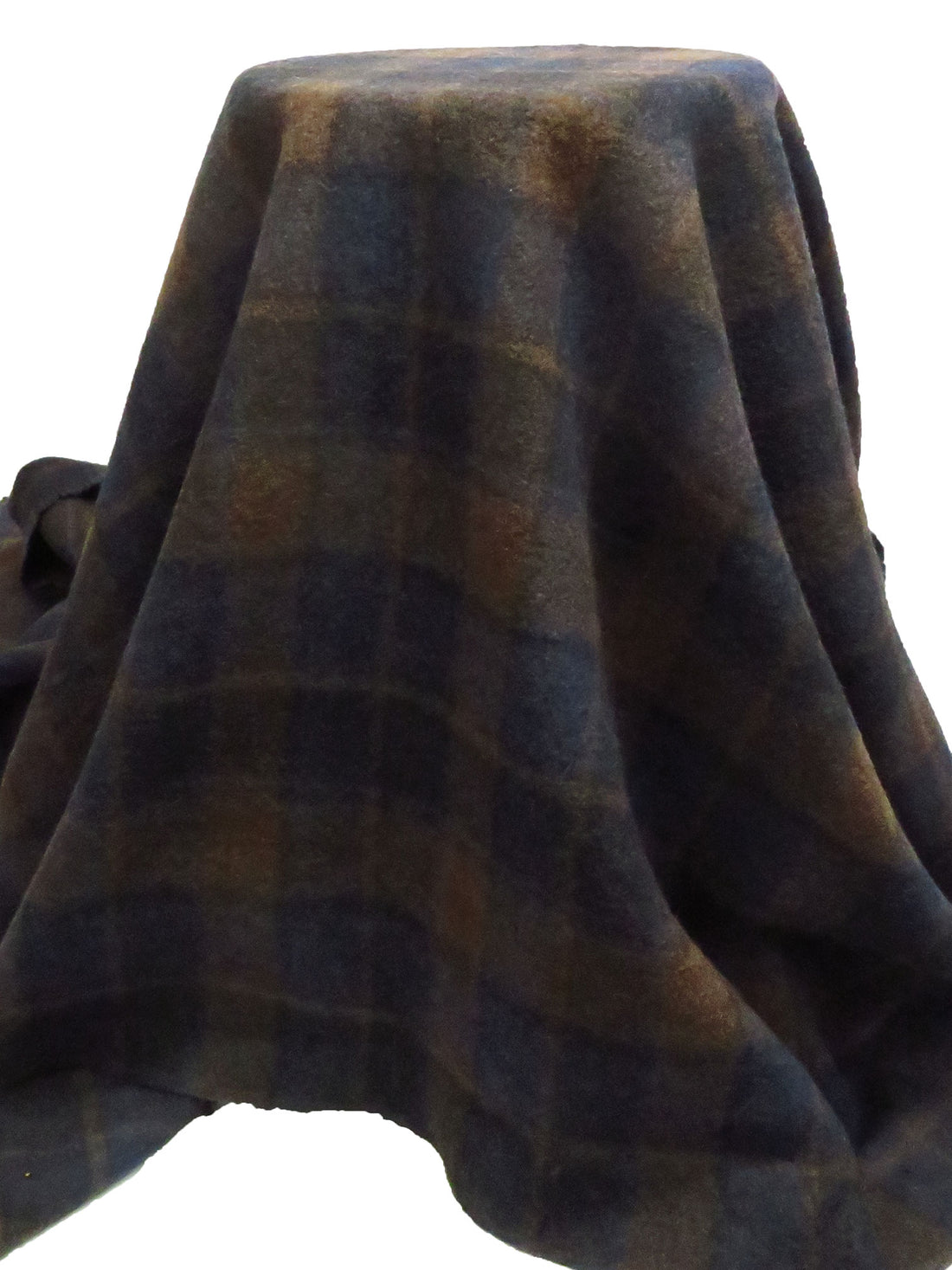 Brown/Blue 100% Wool Plaid Felted Coating - NY Designer -  58W