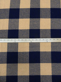 Dark Blue/Brown 100% Polyester Plaid Coating - NY Designer - 58W