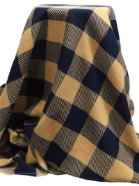 Dark Blue/Brown 100% Polyester Plaid Coating - NY Designer - 58W