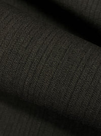 Dark Muted Sage/Black 100% Worsted Wool Vertical Novelty Pinstripe Weave Suiting - Imported From Italy - 61W