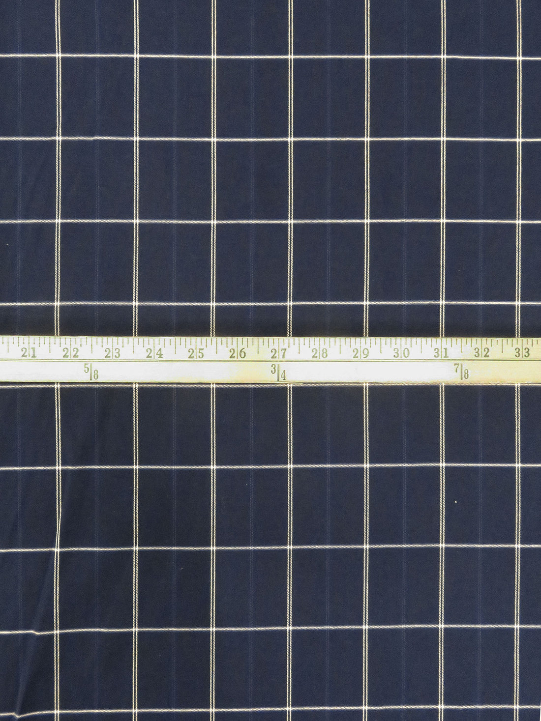 Navy Blue/White 100% Cotton Yarn-Dyed Plaid Shirting - Imported From Japan - 43W
