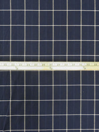 Navy Blue/White 100% Cotton Yarn-Dyed Plaid Shirting - Imported From Japan - 43W
