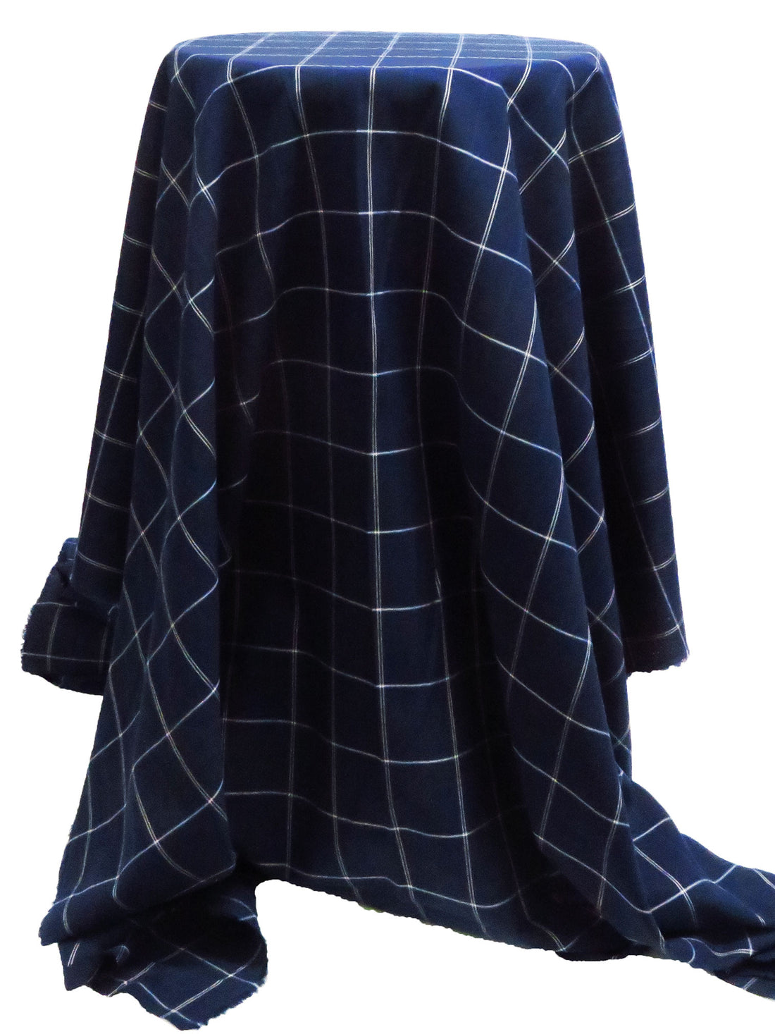 Navy Blue/White 100% Cotton Yarn-Dyed Plaid Shirting - Imported From Japan - 43W
