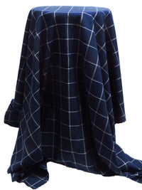 Navy Blue/White 100% Cotton Yarn-Dyed Plaid Shirting - Imported From Japan - 43W