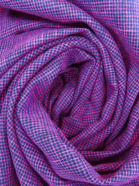 Magenta/Dark Blue 100% Cotton Yarn-Dyed Mini Plaid Shirting - Imported From Japan - 43W