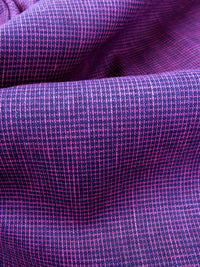 Magenta/Dark Blue 100% Cotton Yarn-Dyed Mini Plaid Shirting - Imported From Japan - 43W