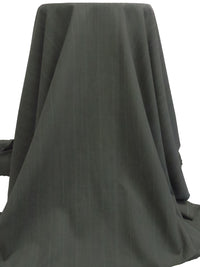 Black/Middle Gray/Dark Army Green Wool/Polyester Vertical Stripe Weave Crepe Suiting - Imported From Italy - 59W
