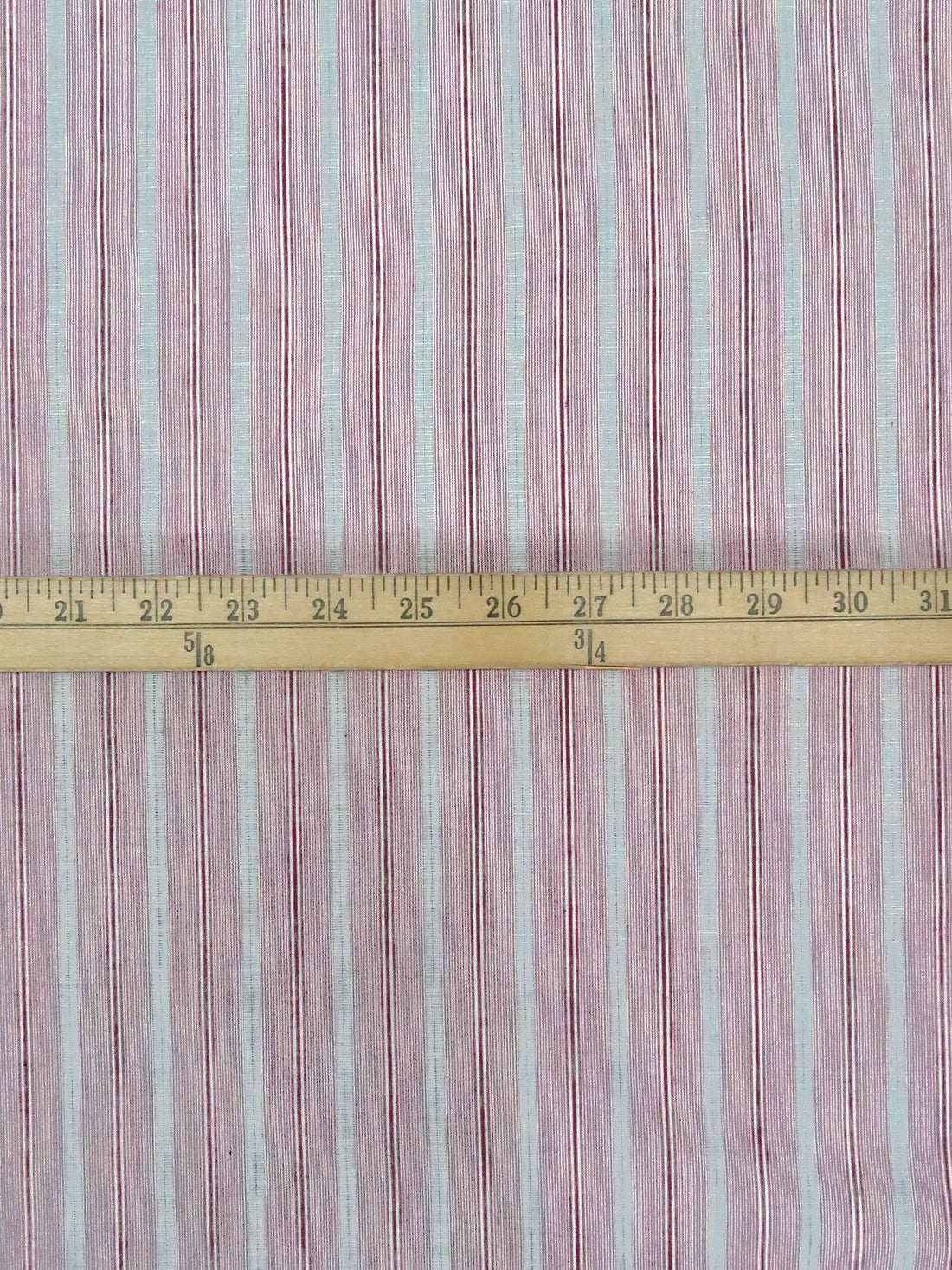 Maroon/White/Gray 100% Cotton Vertical Yarn-Dyed Striped Shirting - Imported From Japan - 43W