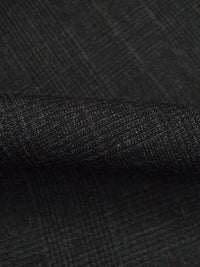 Charcoal/Black/Red Bean Wool/Nylon Glen Plaid Weave Suiting - Imported From Italy - 58W
