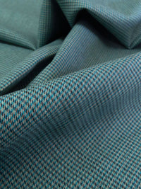 Teal/Black/Cream 100% Cotton Mini Check Plaid Shirting - Imported From Japan -  45W