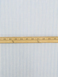 Baby Blue/Pure White 100% Cotton Vertical Ladder Stripe Shirting - Imported From Japan - 44W
