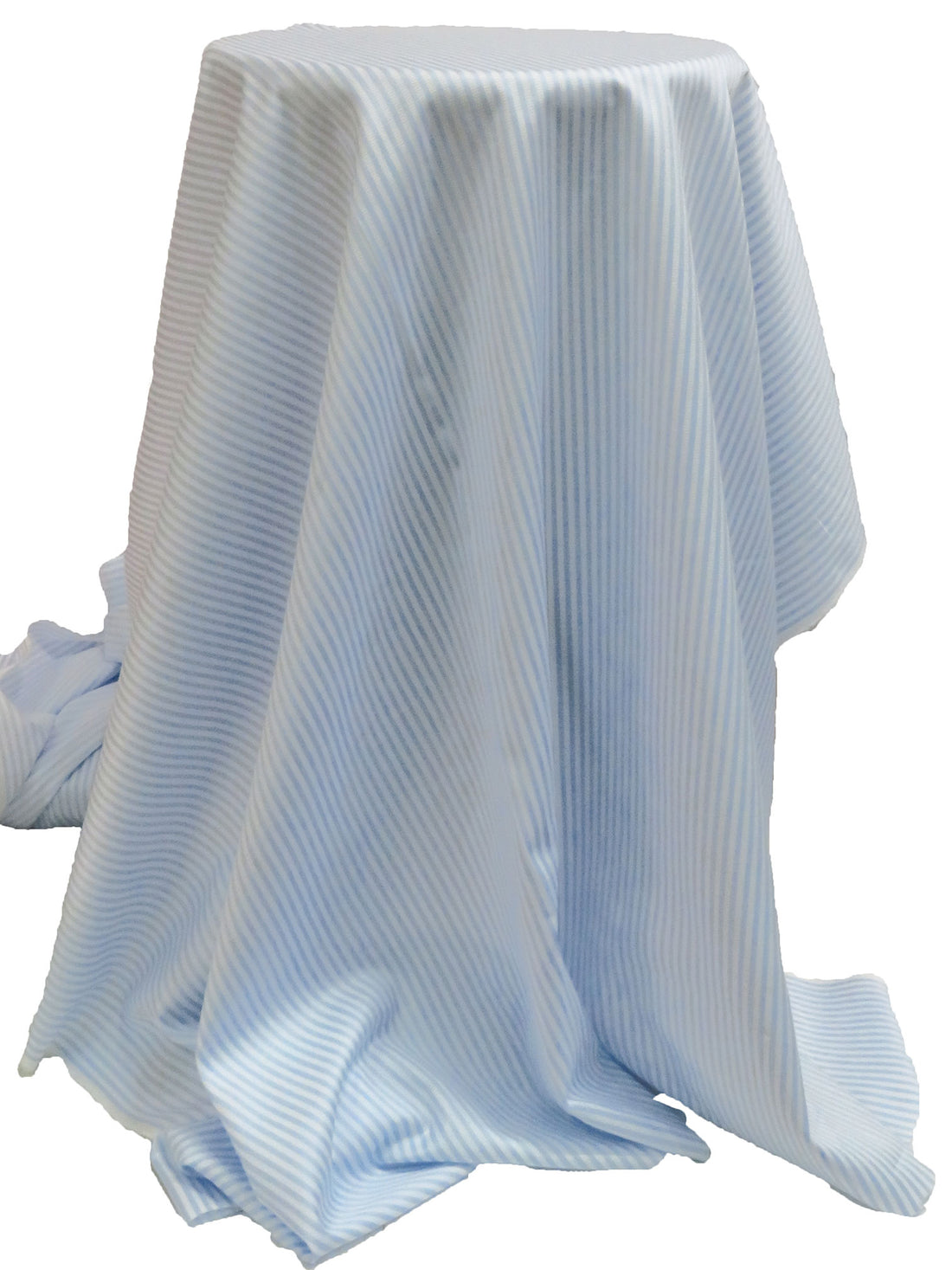Baby Blue/Pure White 100% Cotton Vertical Ladder Stripe Shirting - Imported From Japan - 44W