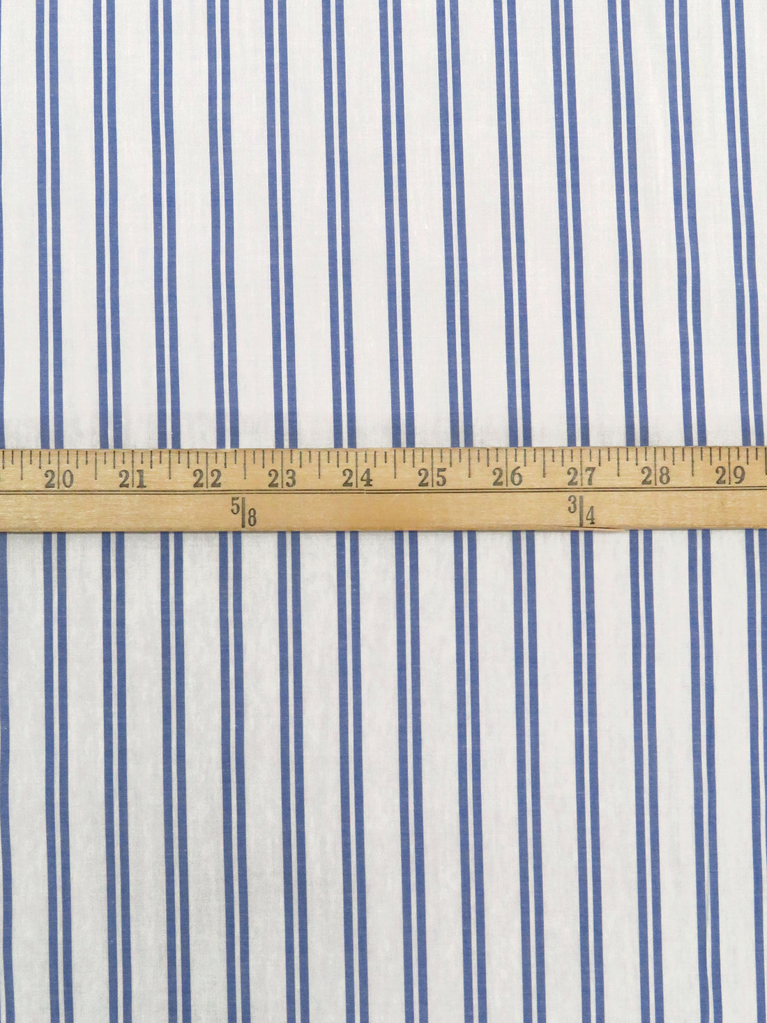 Steel Blue/White 100% Cotton Double Vertical Stripe Shirting - Imported From Japan - 44W