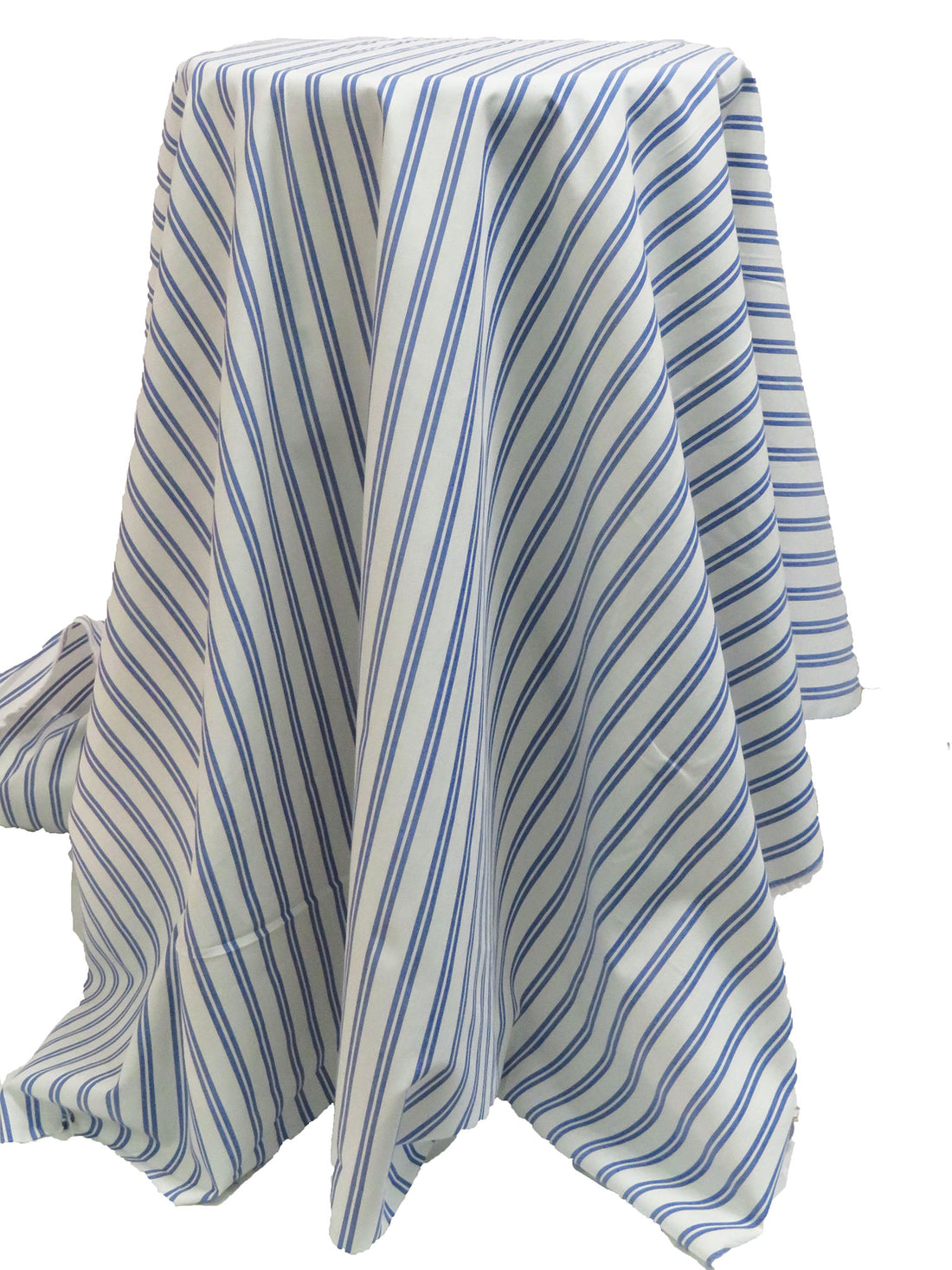 Steel Blue/White 100% Cotton Double Vertical Stripe Shirting - Imported From Japan - 44W