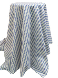 Steel Blue/White 100% Cotton Double Vertical Stripe Shirting - Imported From Japan - 44W