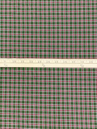 Dark Olive Green/White/Lemon/Carmine 100% Cotton Yarn-Dyed Plaid Brushed Shirting - Imported From Japan - 44W