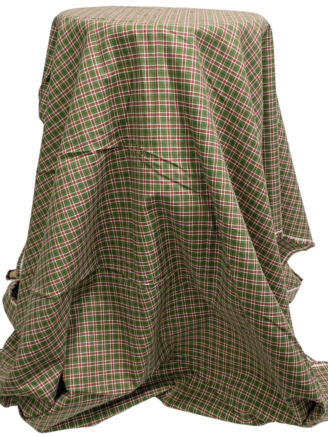 Dark Olive Green/White/Lemon/Carmine 100% Cotton Yarn-Dyed Plaid Brushed Shirting - Imported From Japan - 44W
