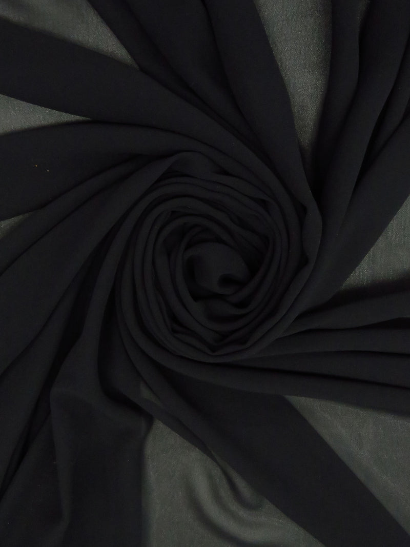 Stark Black 100% Polyester Crepe Chiffon 58W