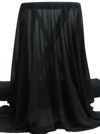 Ink Black 100% Polyester Crepe Chiffon 56W