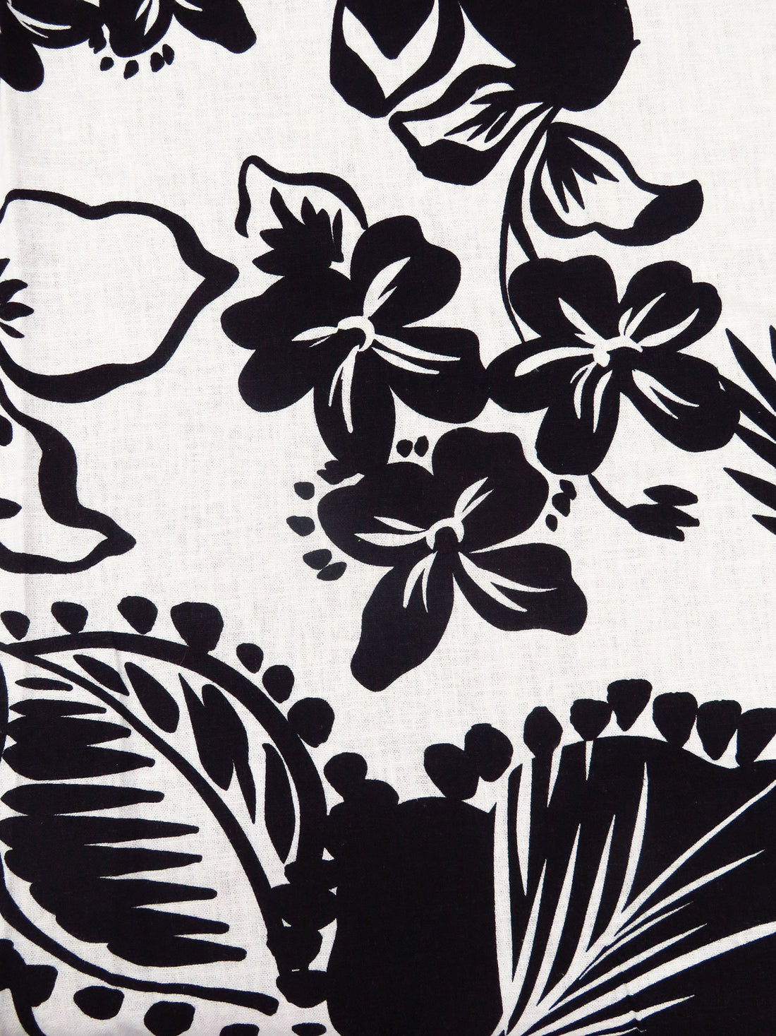 Black/White Linen/Cotton Tropical Print Shirt Weight Woven - LA Designer - 53W