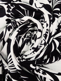 Black/White Linen/Cotton Tropical Print Shirt Weight Woven - LA Designer - 53W