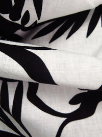 Black/White Linen/Cotton Tropical Print Shirt Weight Woven - LA Designer - 53W