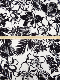 Black/White Linen/Cotton Tropical Print Shirt Weight Woven - LA Designer - 53W