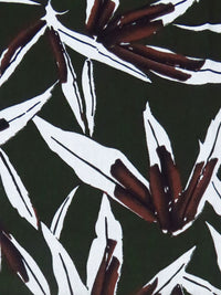 Dark Pine Tree/Black/White/Multi Linen/Cotton Leaf Print Shirt Weight Woven - LA Designer - 56W