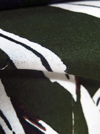 Dark Pine Tree/Black/White/Multi Linen/Cotton Leaf Print Shirt Weight Woven - LA Designer - 56W
