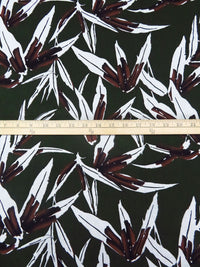 Dark Pine Tree/Black/White/Multi Linen/Cotton Leaf Print Shirt Weight Woven - LA Designer - 56W