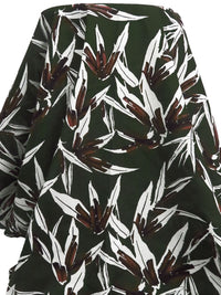 Dark Pine Tree/Black/White/Multi Linen/Cotton Leaf Print Shirt Weight Woven - LA Designer - 56W