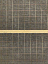 Tan/Coffee/Black/Gold Polyester/Rayon/Metallic/Lycra Yarn-Dyed Plaid Stretch Suiting 53W