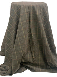 Tan/Coffee/Black/Gold Polyester/Rayon/Metallic/Lycra Yarn-Dyed Plaid Stretch Suiting 53W