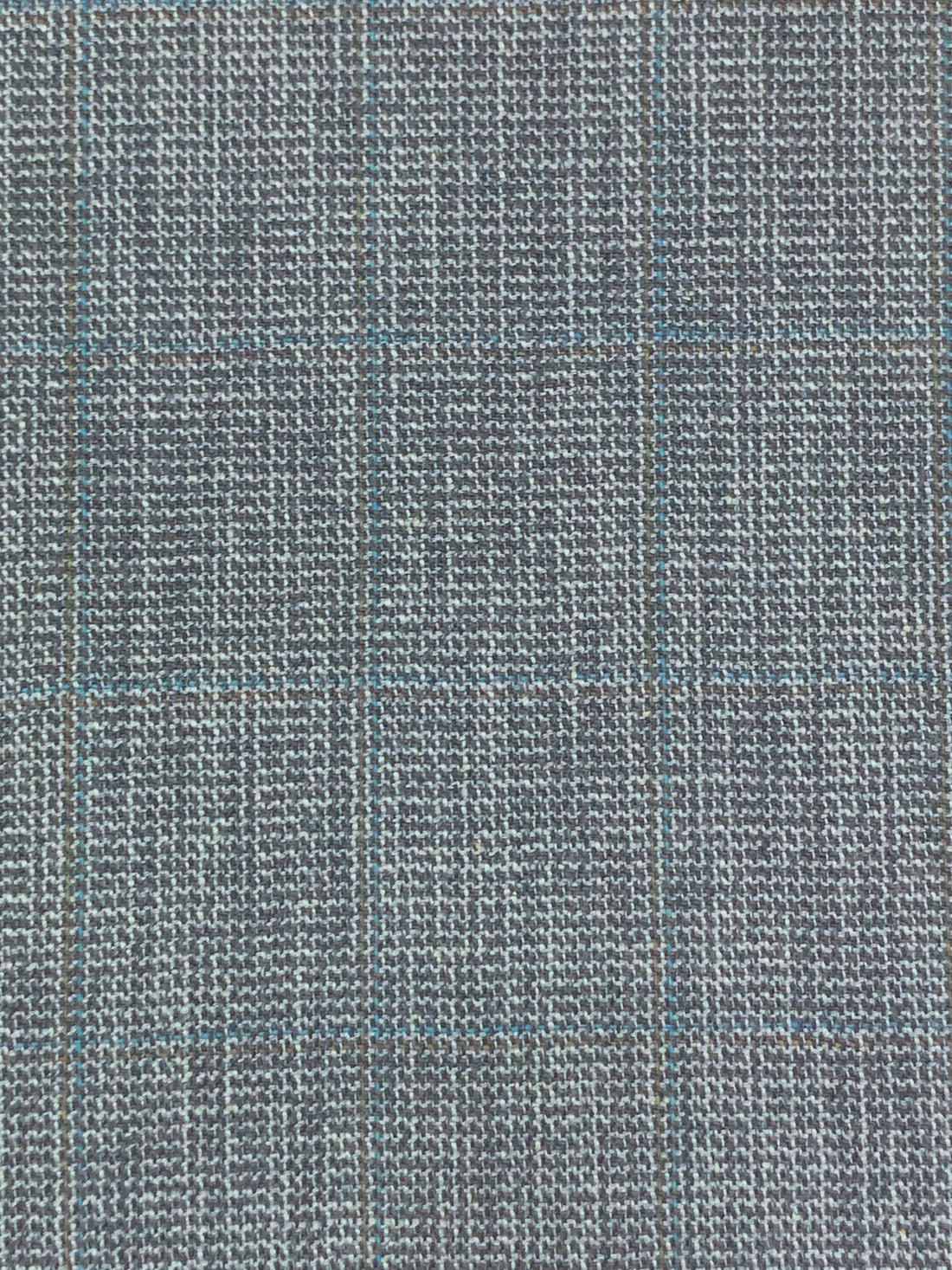 Slate Blue/Dusty Laurel Green/Dark Tan Wool/Blend Windowpane Plaid Tweed Flannel Suiting 59W
