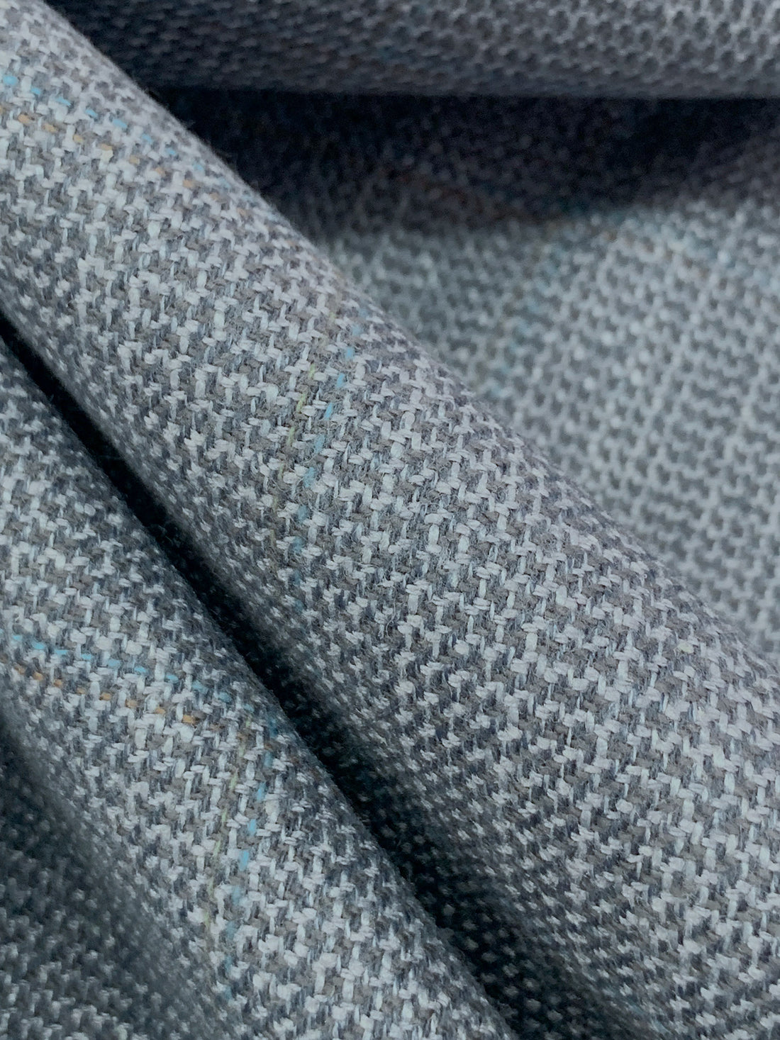 Slate Blue/Dusty Laurel Green/Dark Tan Wool/Blend Windowpane Plaid Tweed Flannel Suiting 59W